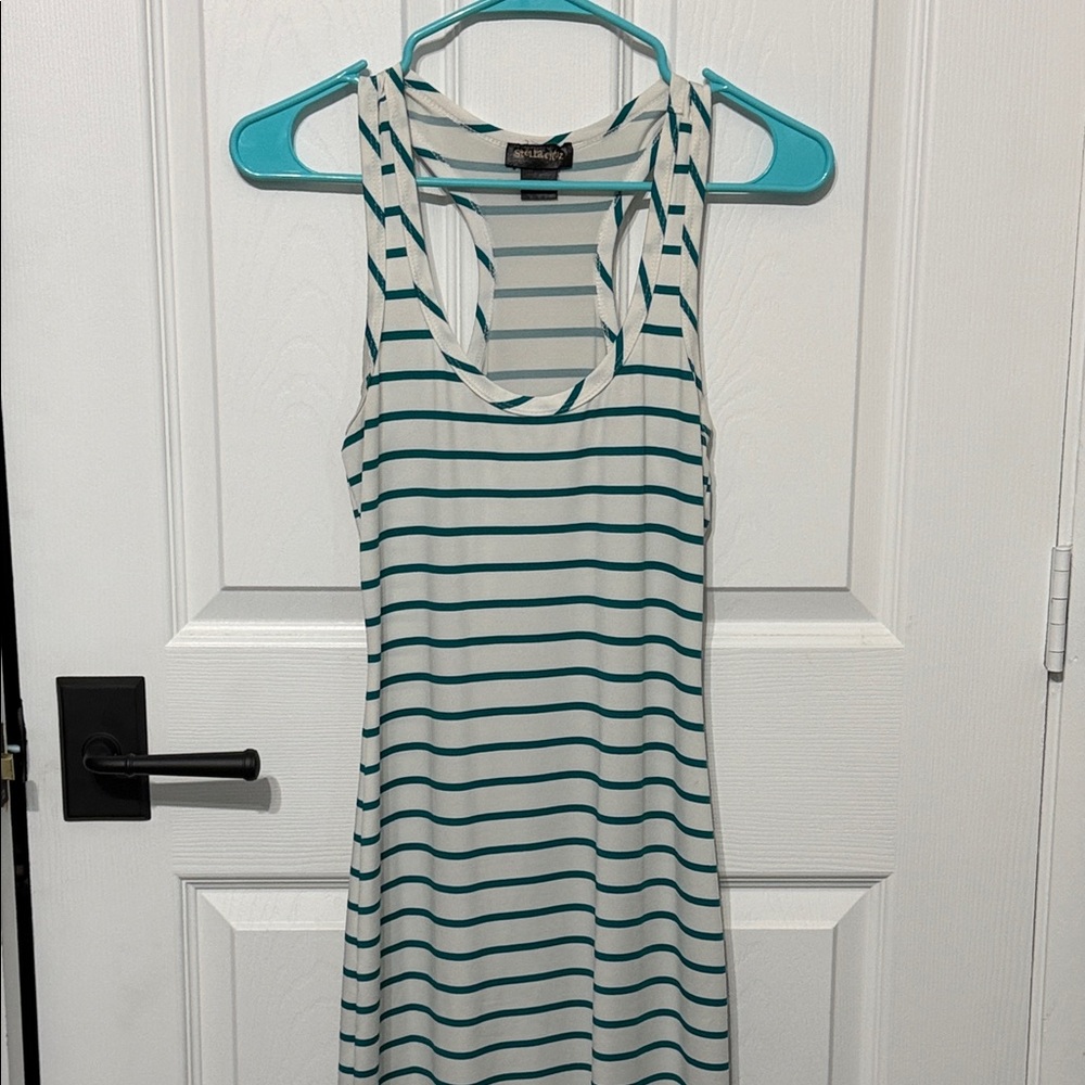Striped racer back Maxi Dress in Green and White